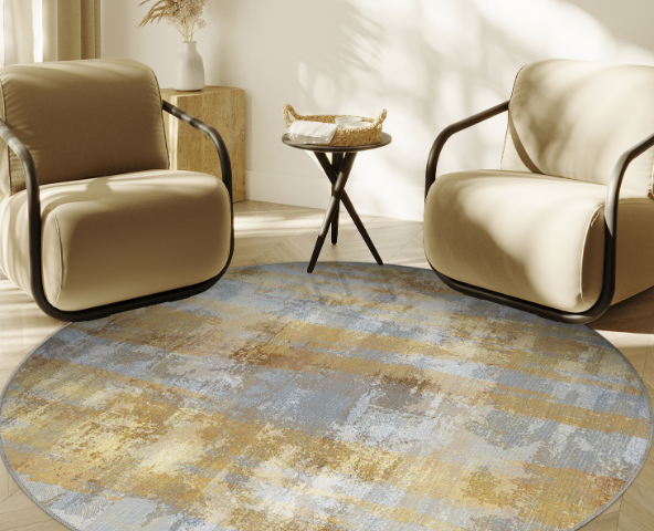 200x200 round rugs are creating a striking focal point while maintaining a sense of softness and flow.