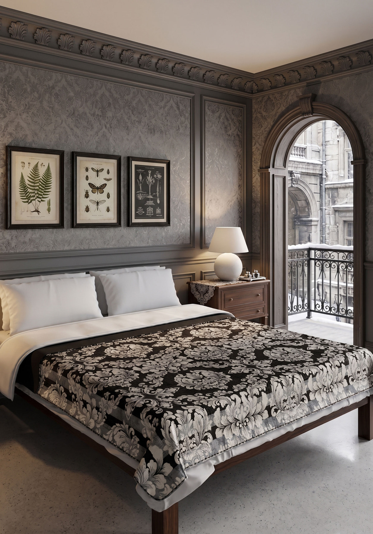 Liliane Black Bedspread Throw Blanket
