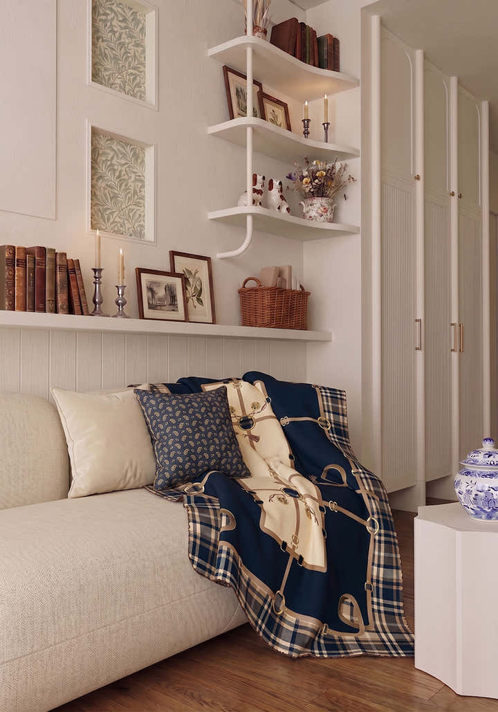Evelston Navy Blue Throw Blanket