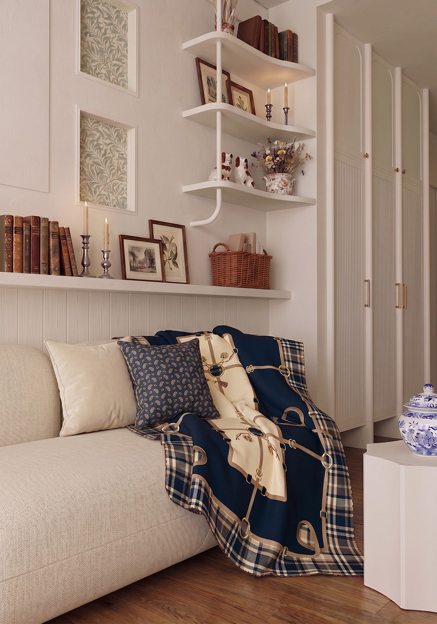 Evelston Navy Blue Throw Blanket