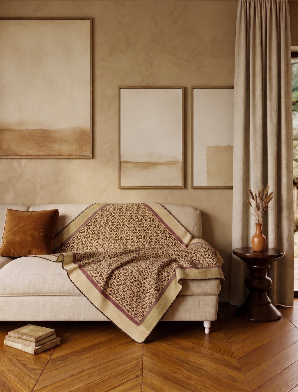 Zafira Beige Leopard Blanket