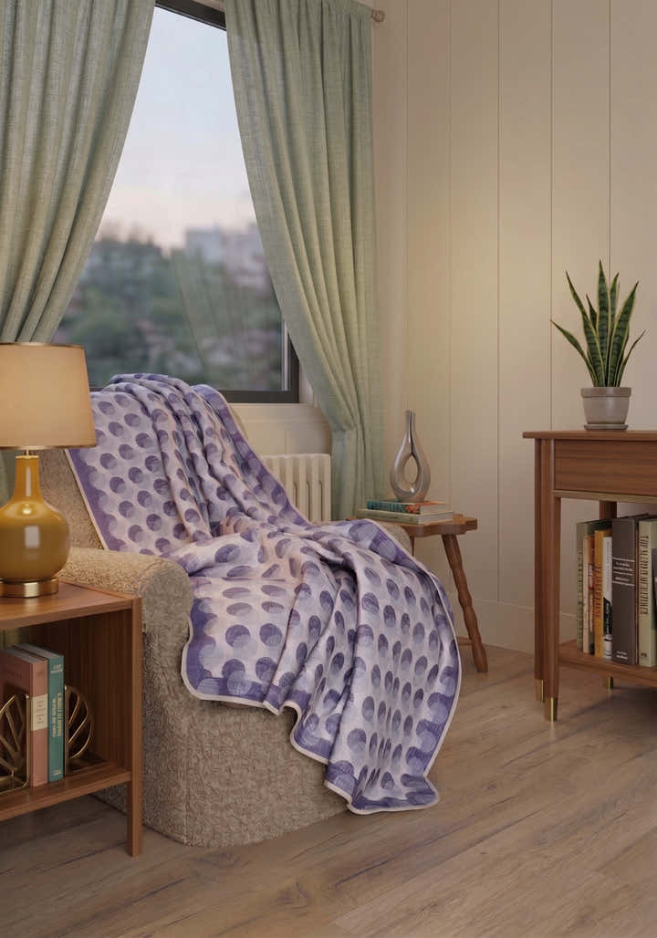 Perrin Polka Dot Purple Blanket