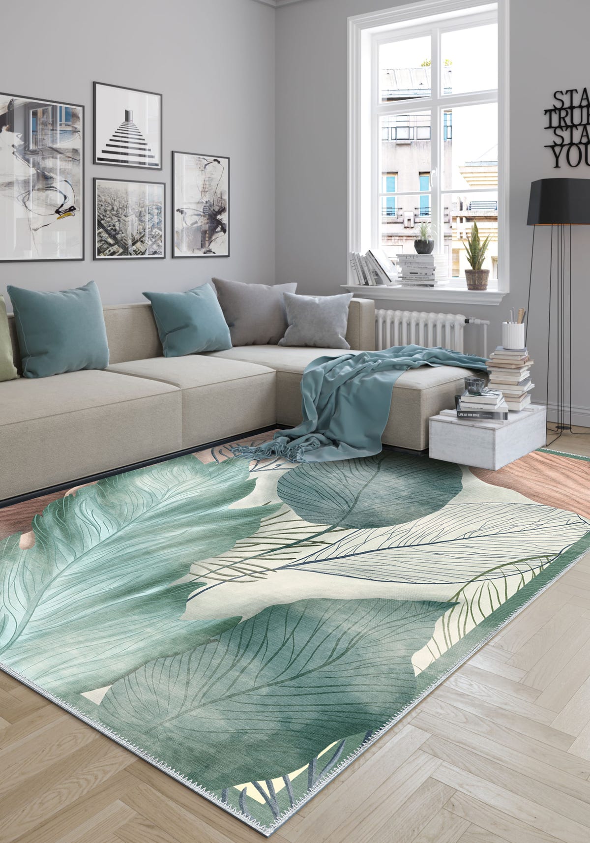 Althea Green Floral Rug