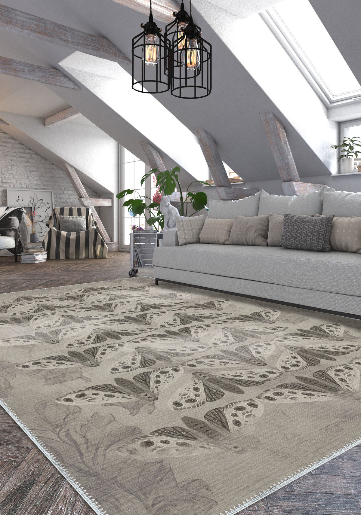 Celestia Grey Butterfly Rug
