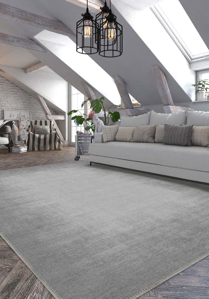Olivia Grey Bordered Rug
