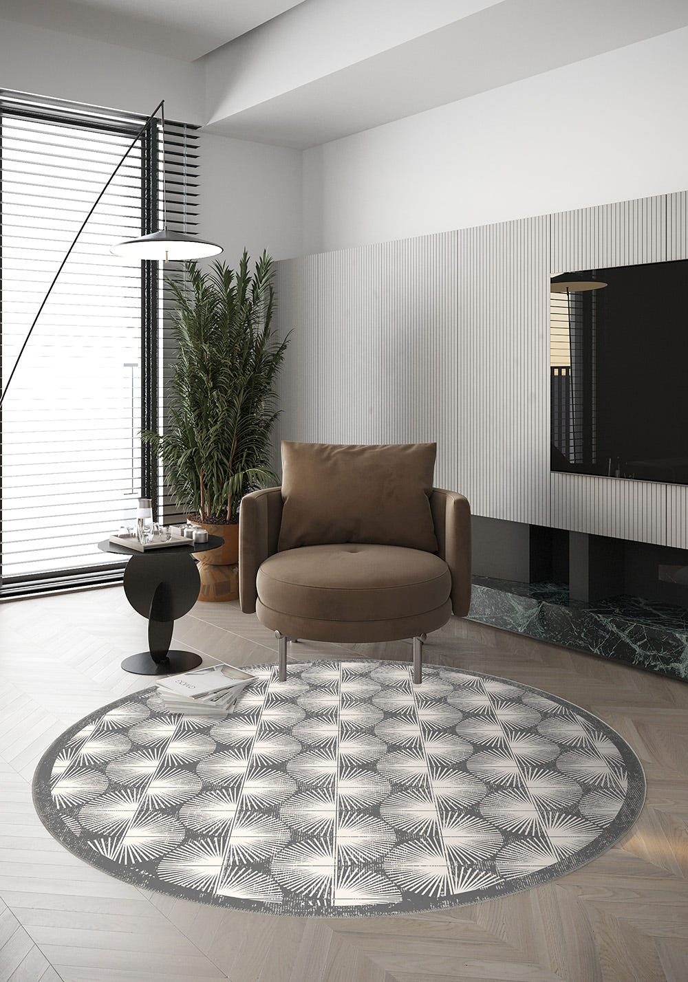 Elysandra Grey Art Deco Rug