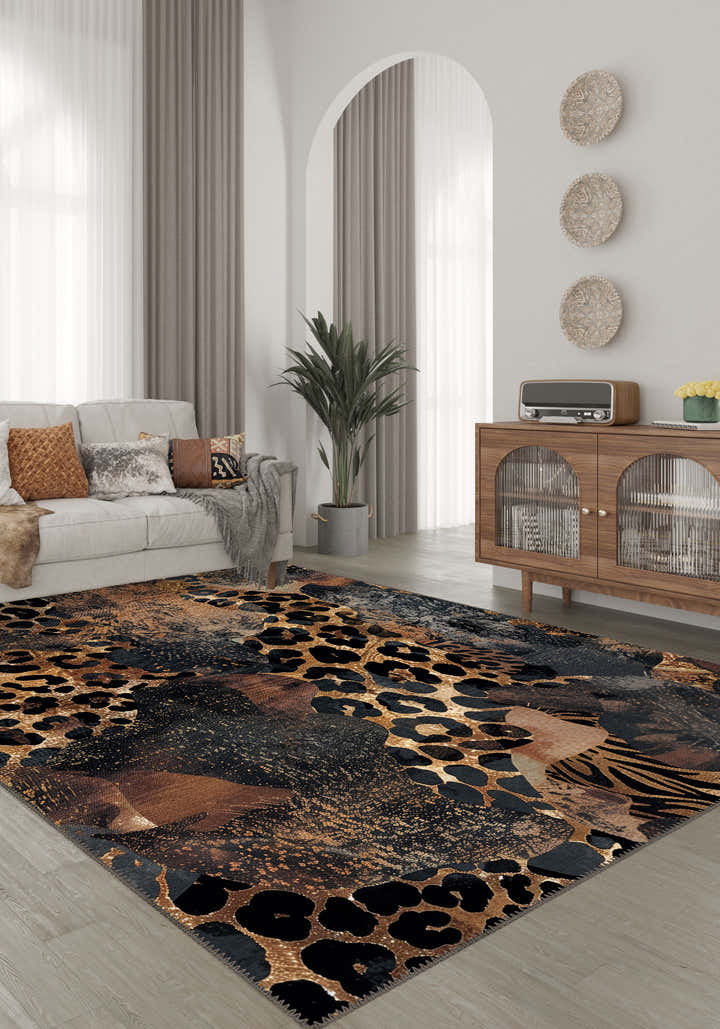 Caius Brown Animal Print Rug