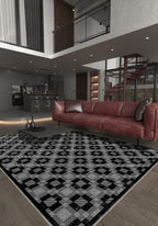 Hesper Black and White Checkered Rug