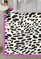 Dalmatian Pink Bordered Animal Print Rug