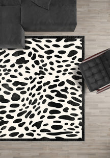 Dalmatian Black Bordered Animal Print Rug