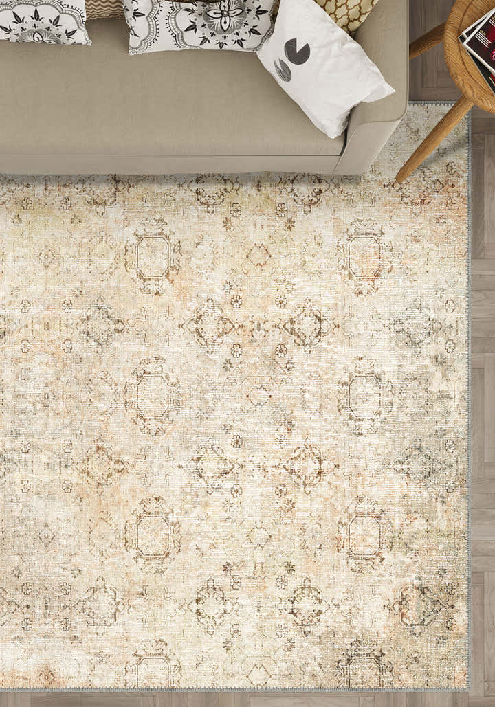 Ariana Cream Boho Washable Rug