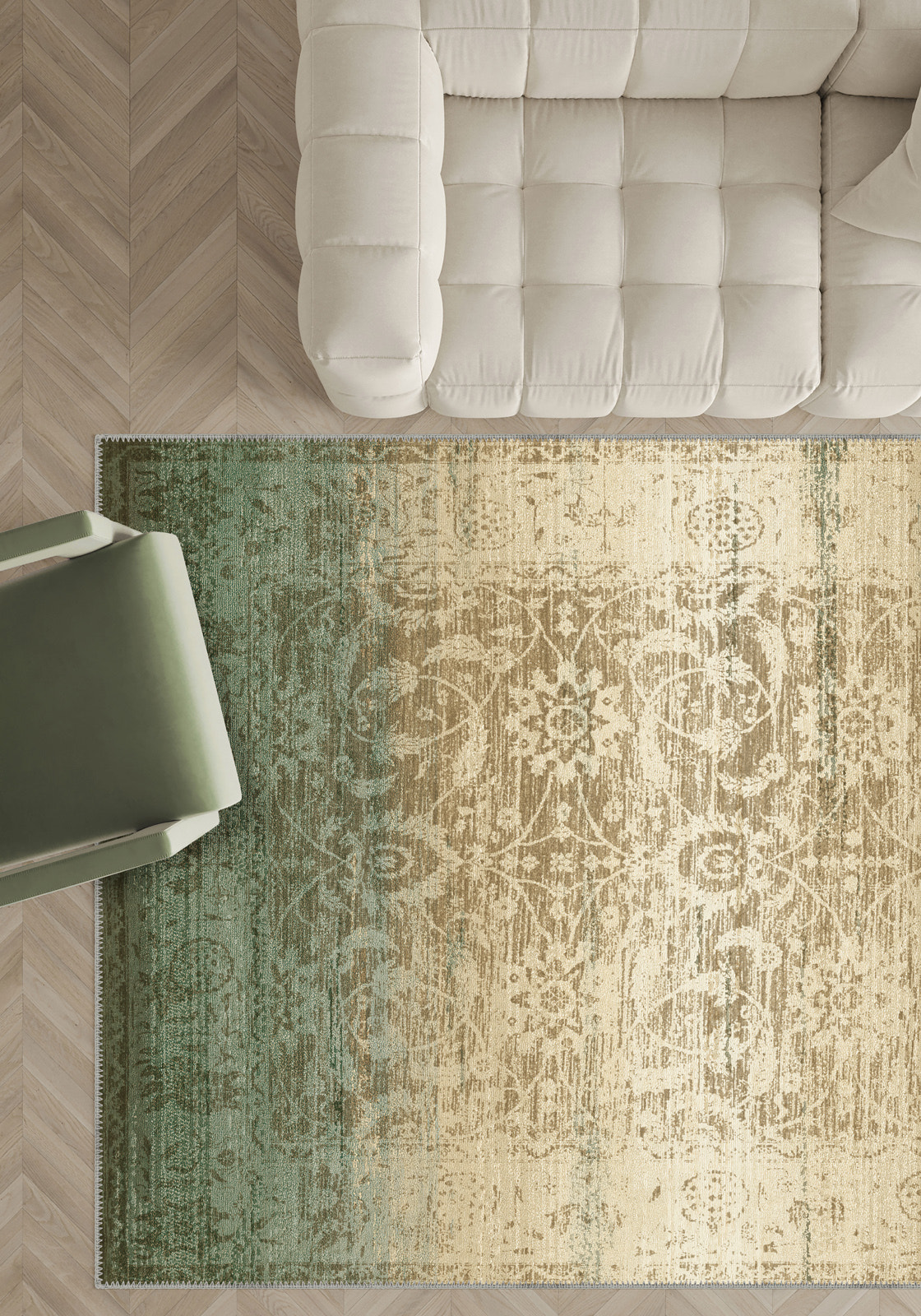 Eliana Green Damask Rug