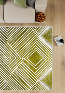 Bram Olive Green Striped Washable Rug