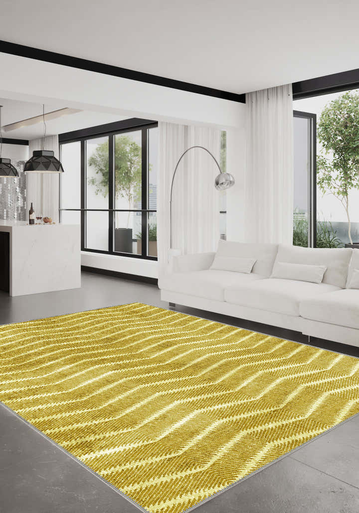 Alice Yellow Modern Washable Rug
