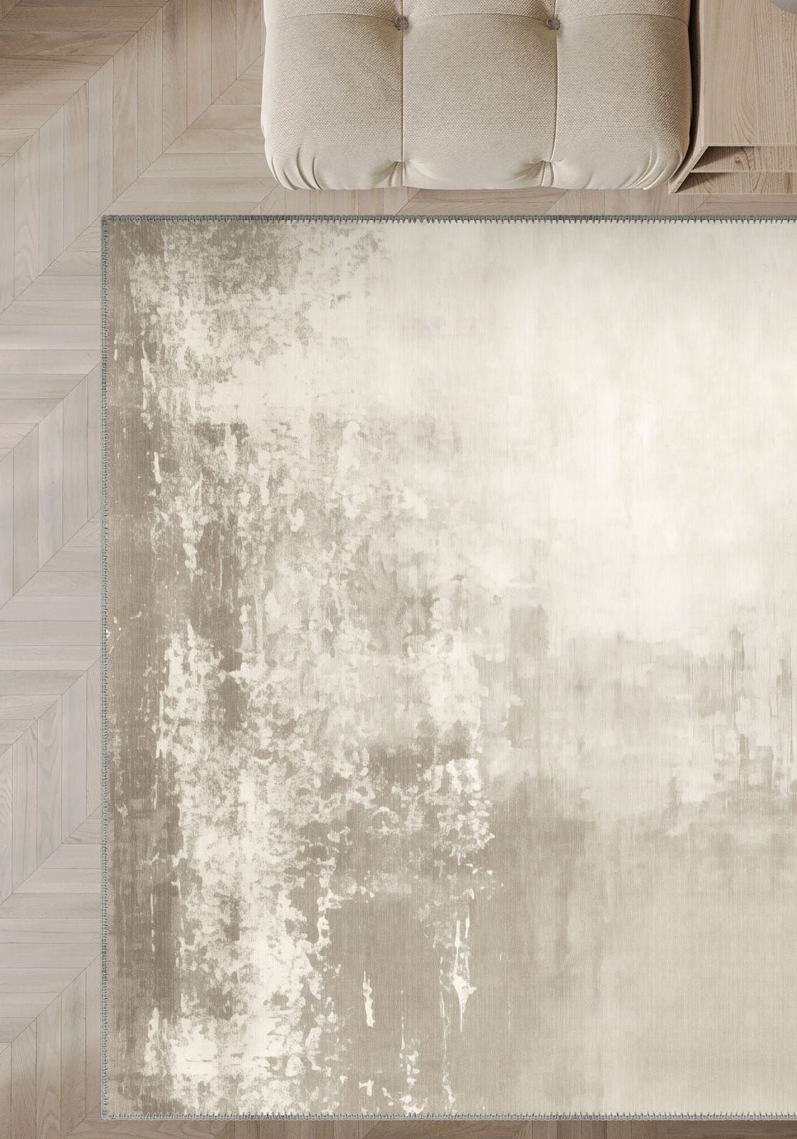 Gabriella Cream Abstract Washable Rug