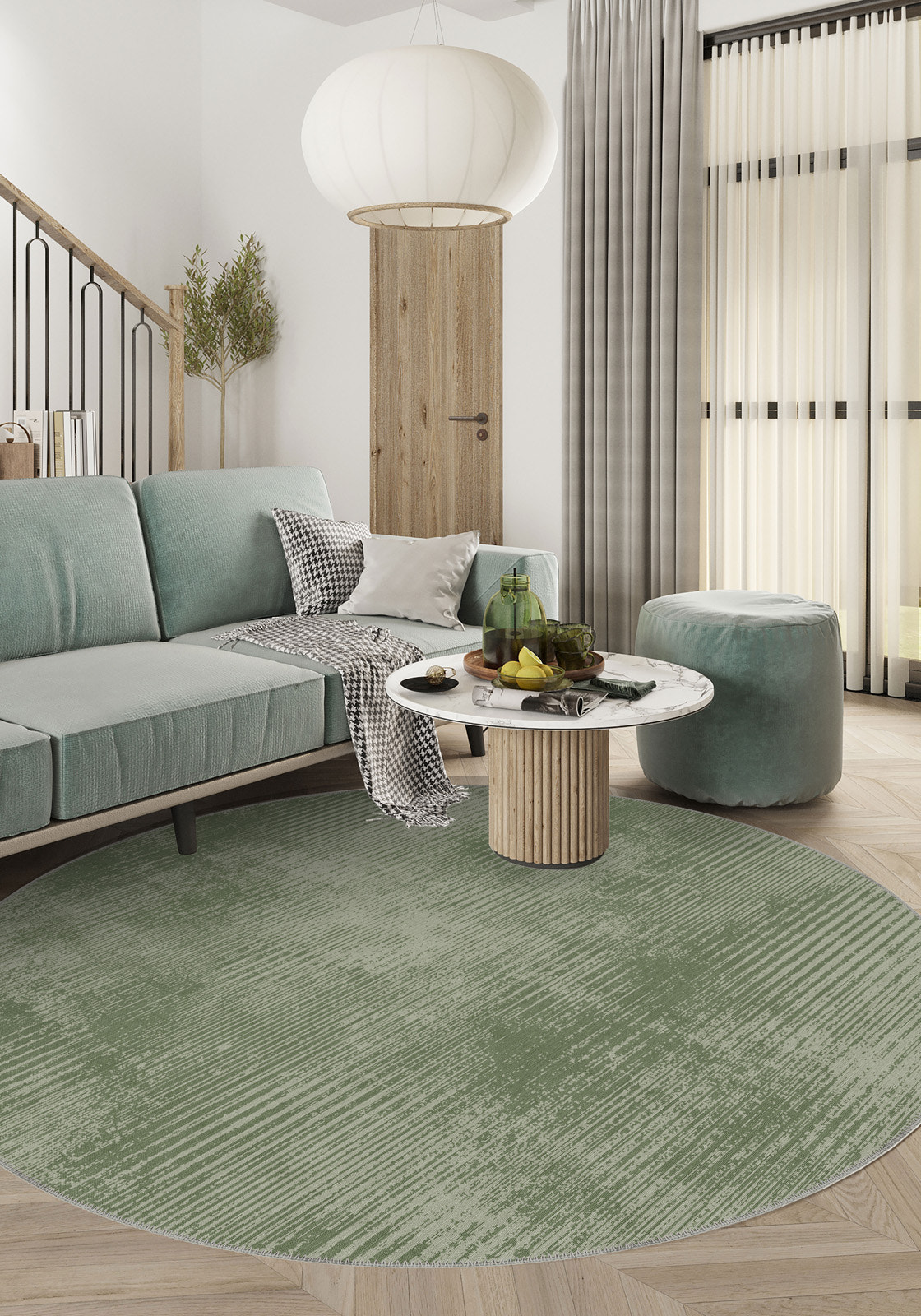 Oliver Modern Sage Green Rug