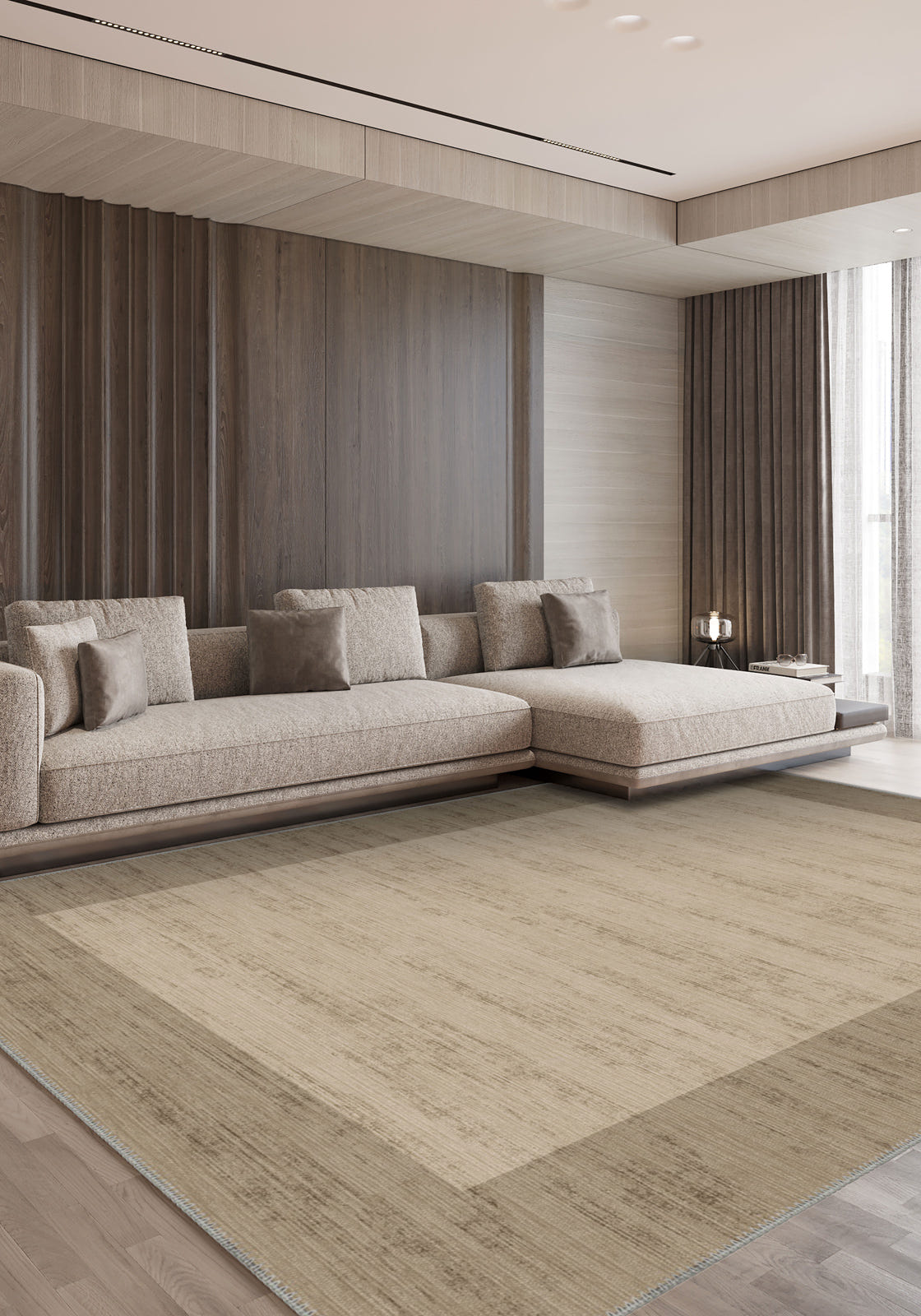 Savannah Bordered Brown Rug