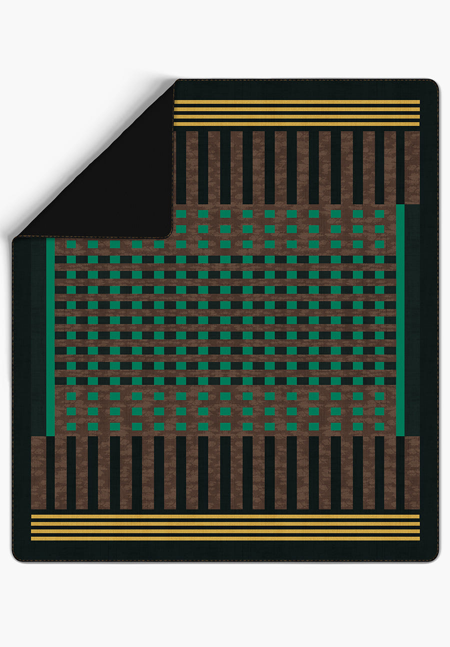 Quillon Black Green Checkered Blanket