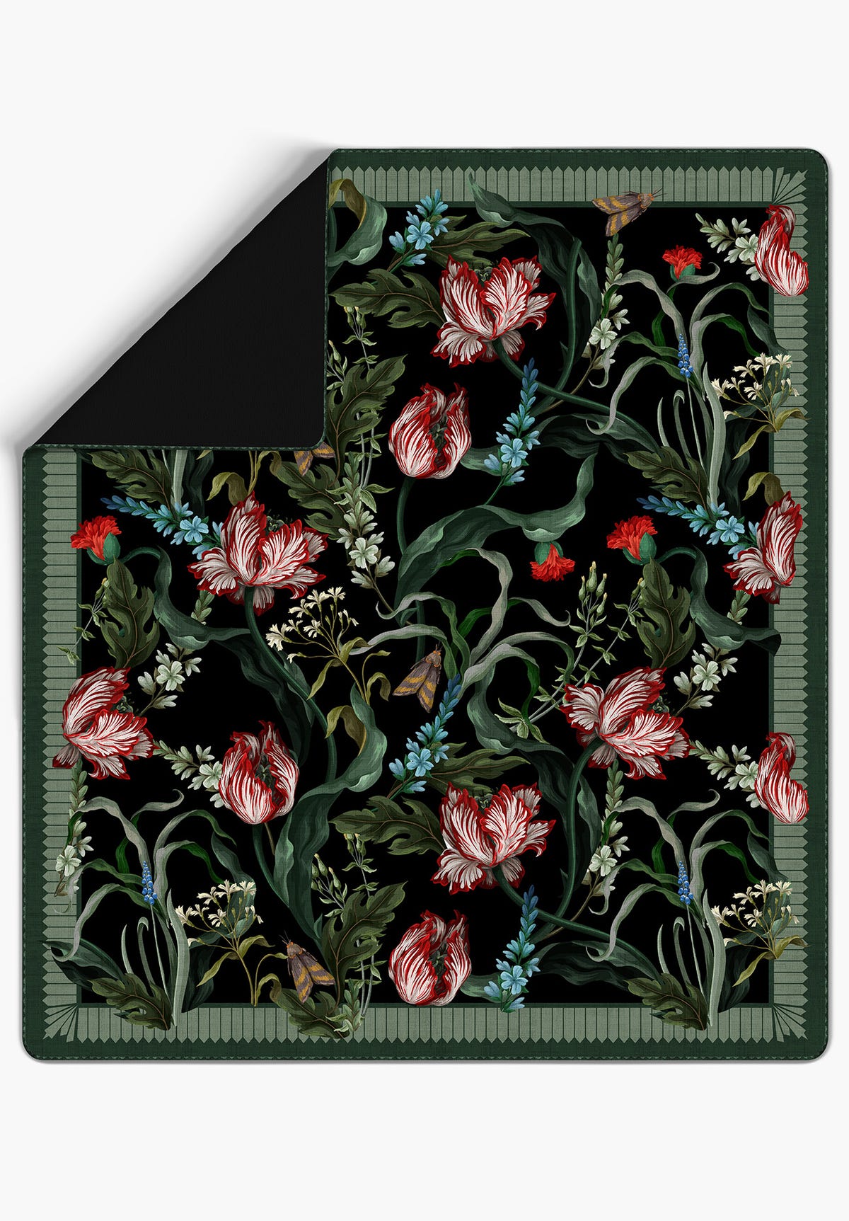 Evelina Botanical Black Bedspread Blanket