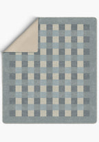 Liam Grey Blue Tartan Blanket