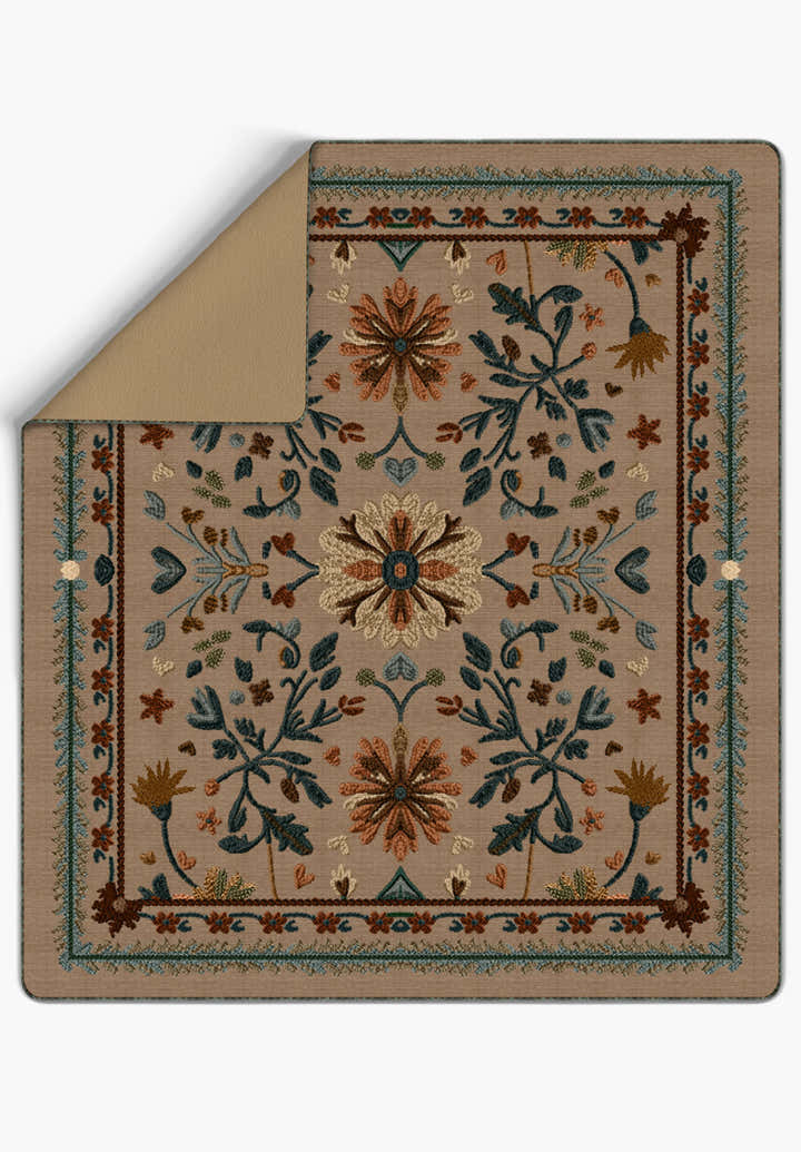 Maribel Brown Floral Blanket