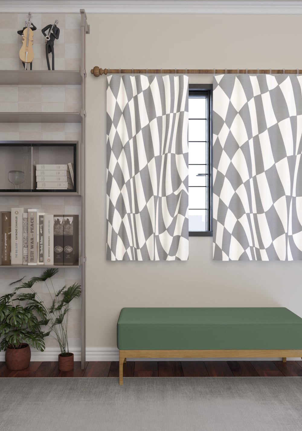 Mini Grey Geometric Curtain