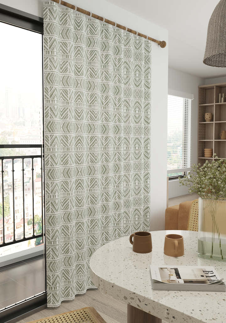 Gilyra Sage Geometric Curtain