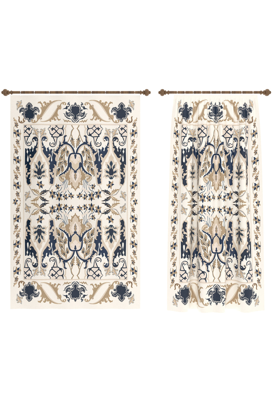 Henry Blue and Cream Curtain