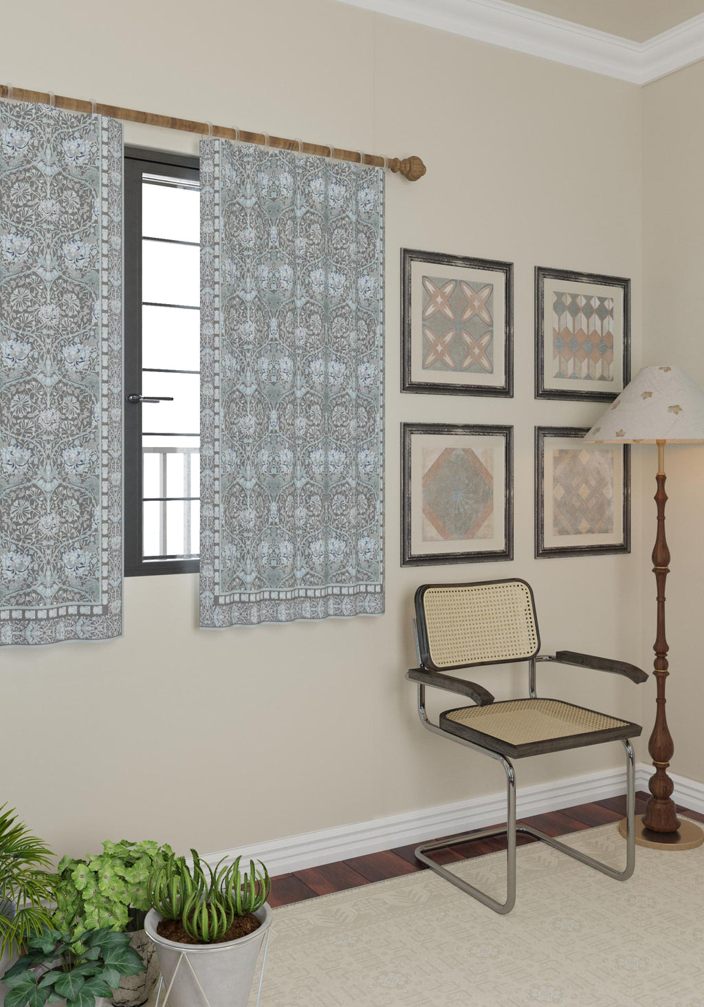Zachary Blue Grey Curtain