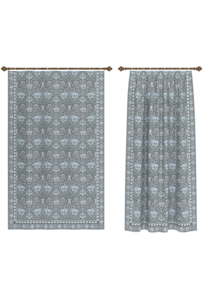 Zachary Blue Grey Curtain