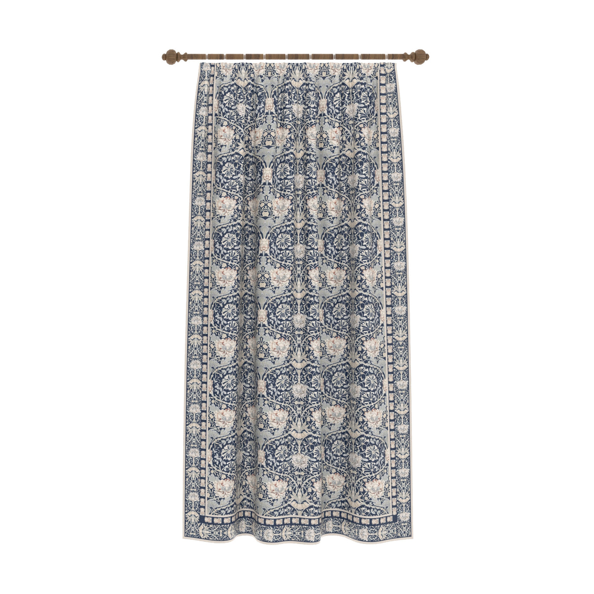 Zachary Navy Blue Art Nouveau Curtain
