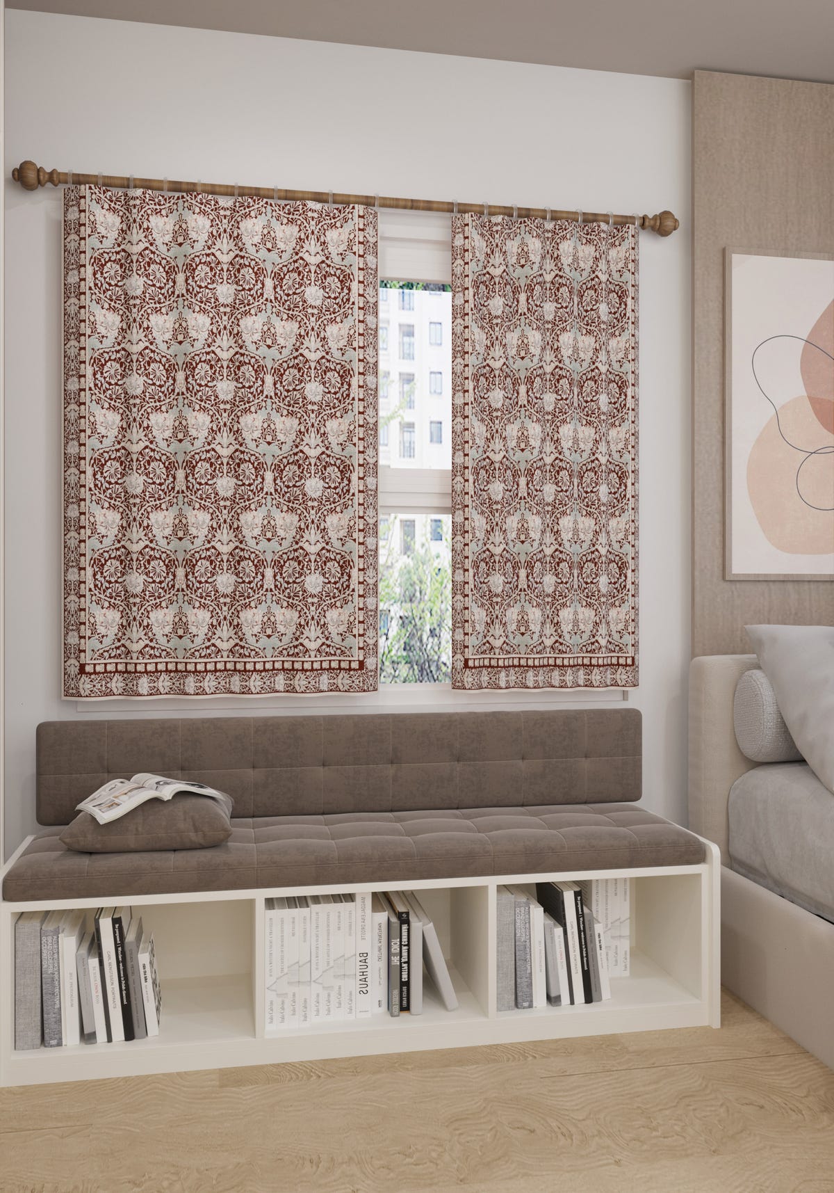 Zachary Burgundy Vintage Curtain