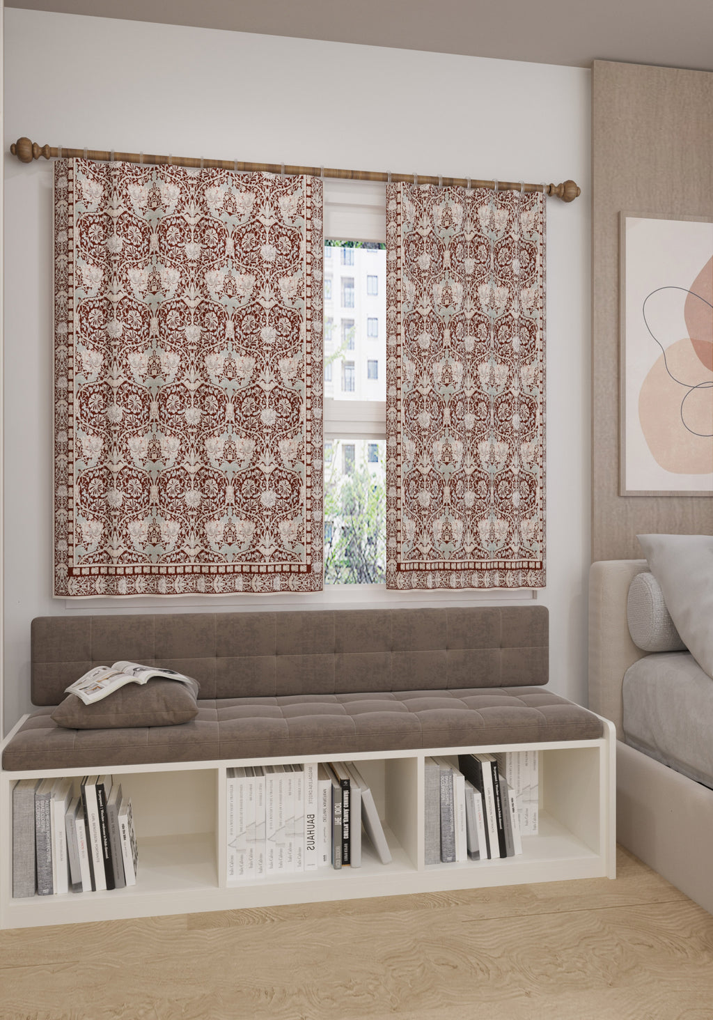 Zachary Burgundy Vintage Curtain