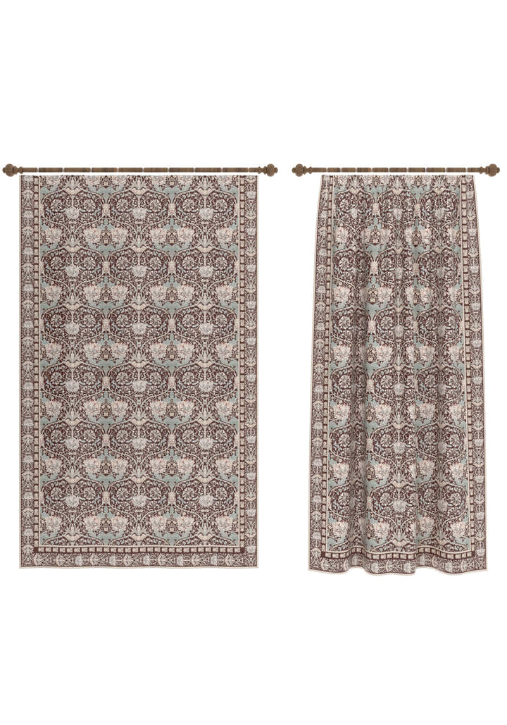Zachary Burgundy Vintage Curtain