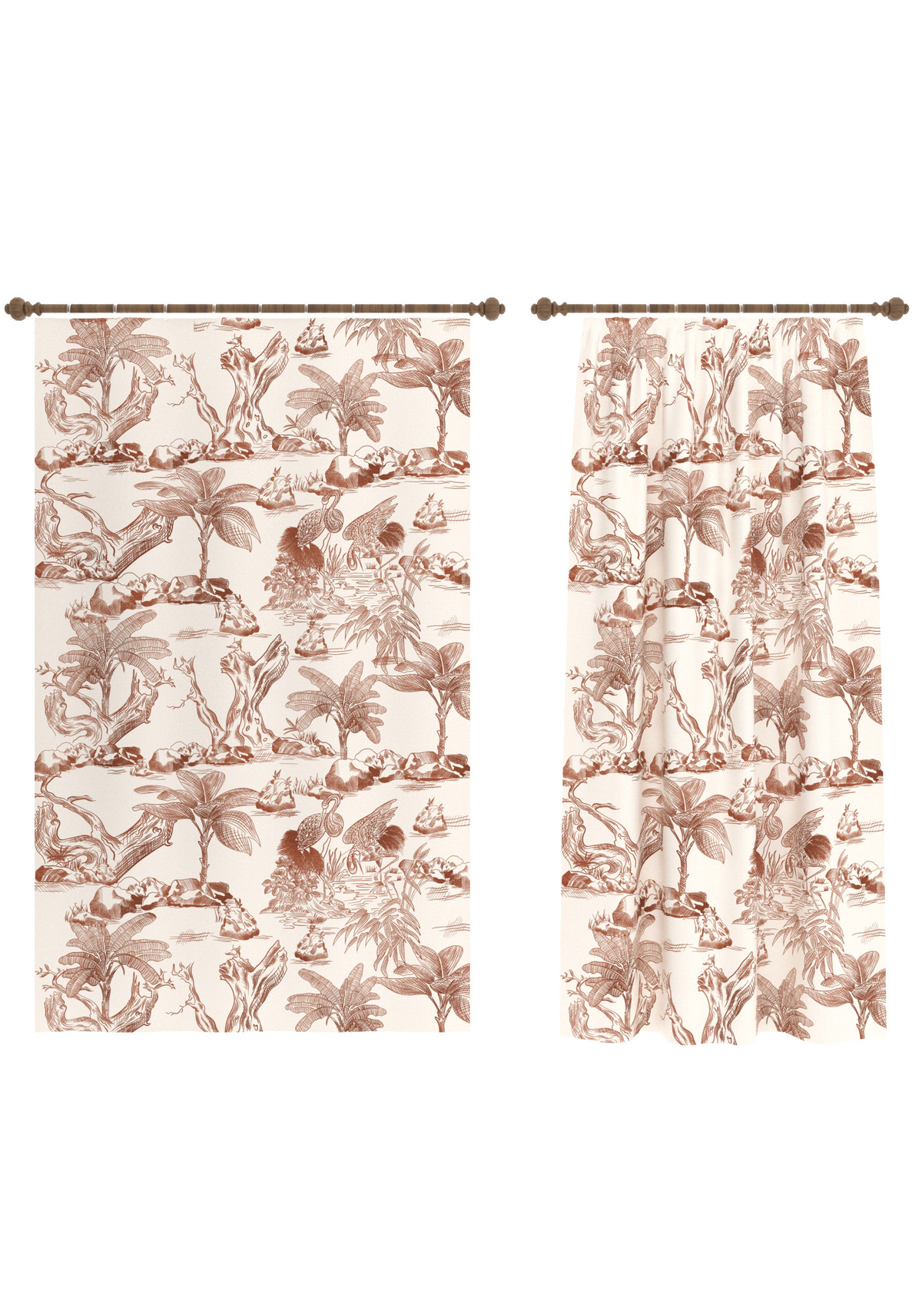 Palmera Toile de Jouy Curtain