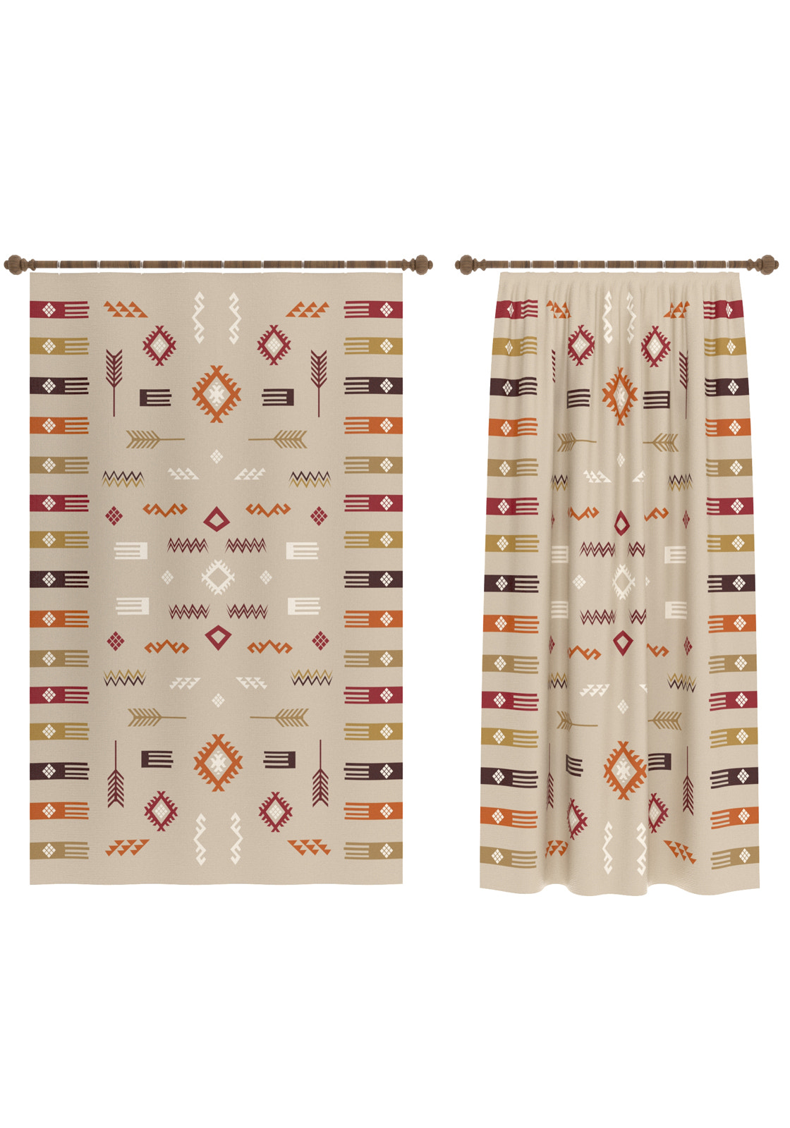 Azra Beige Southwestern Curtain