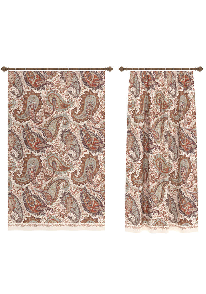 Tavira Terracotta Paisley Curtain
