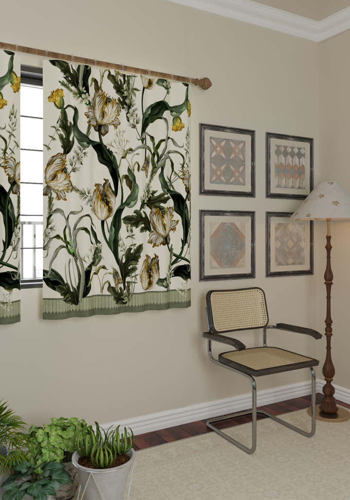 Evelina Ivory Botanical Curtain