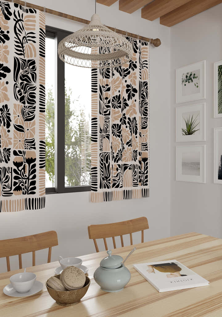 Calanthe Black Blush Floral Curtain