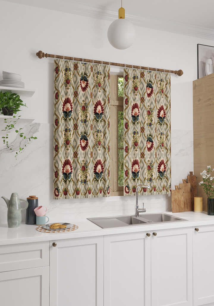 Delfina Green Floral Curtain