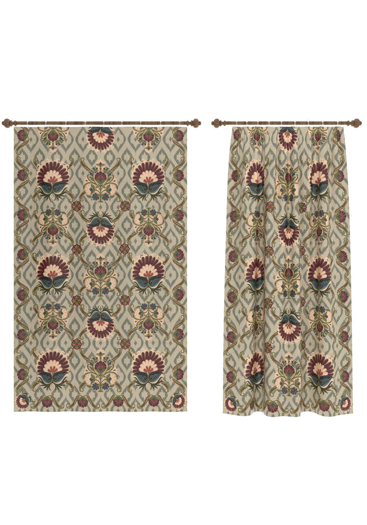 Delfina Green Floral Curtain