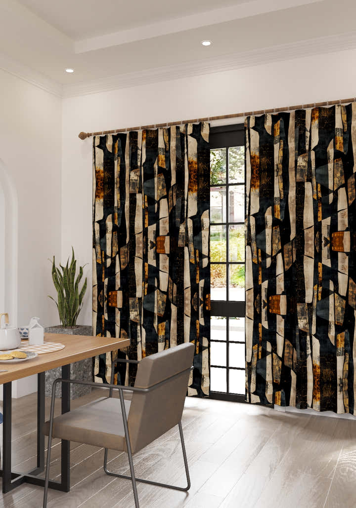 Meliora Abstract Black Curtain