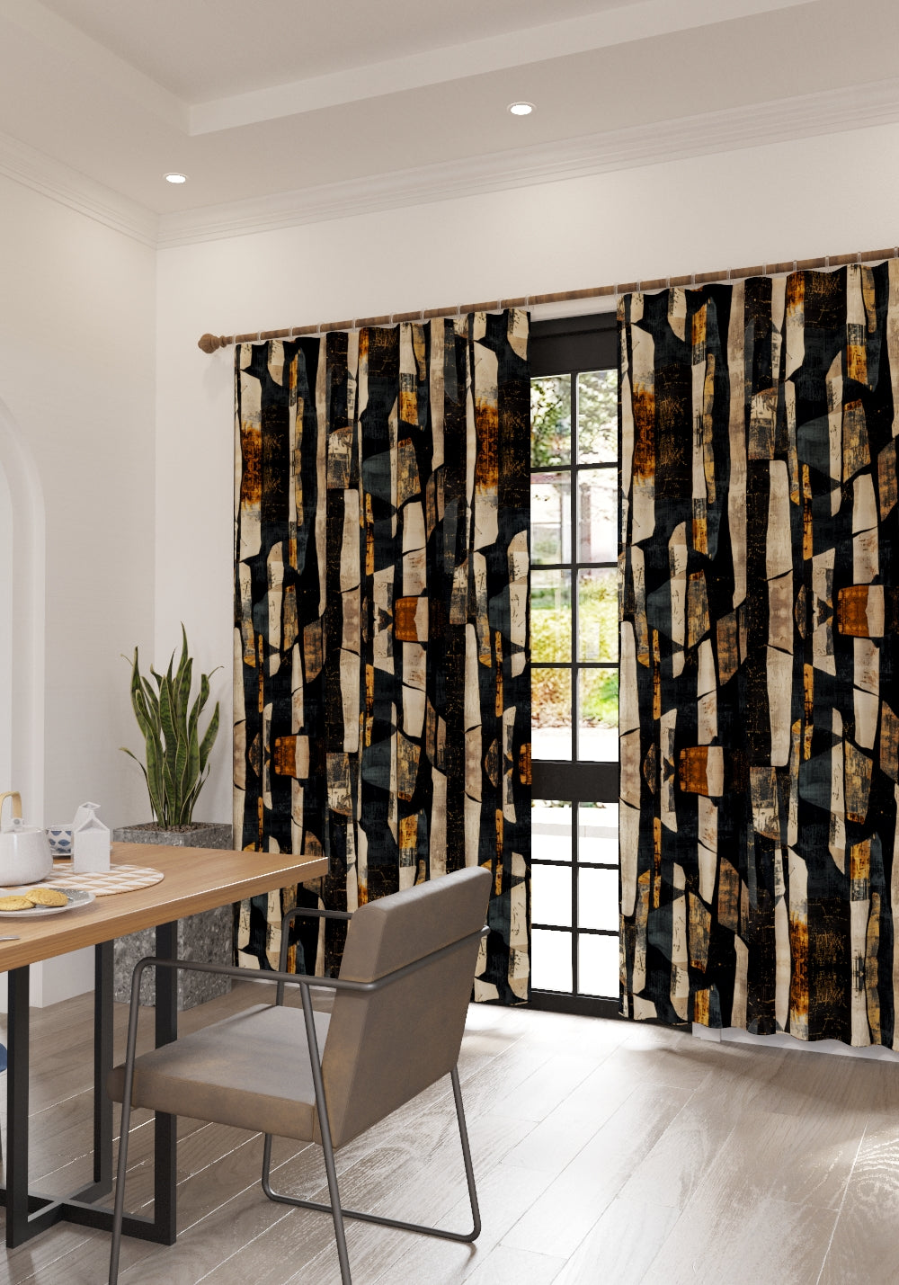 Meliora Abstract Black Curtain