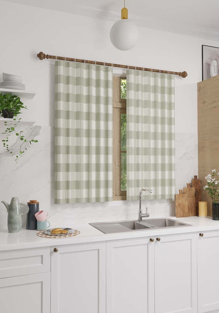 Jove Sage Green Gingham Curtain