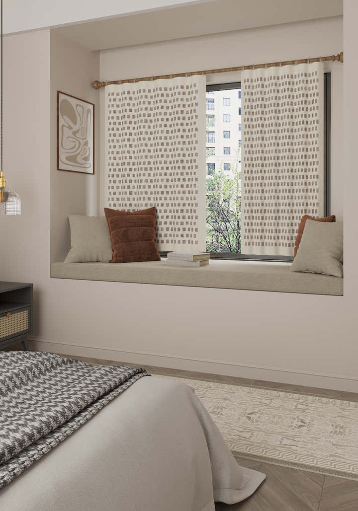 Thalia Cream Geometric Curtain