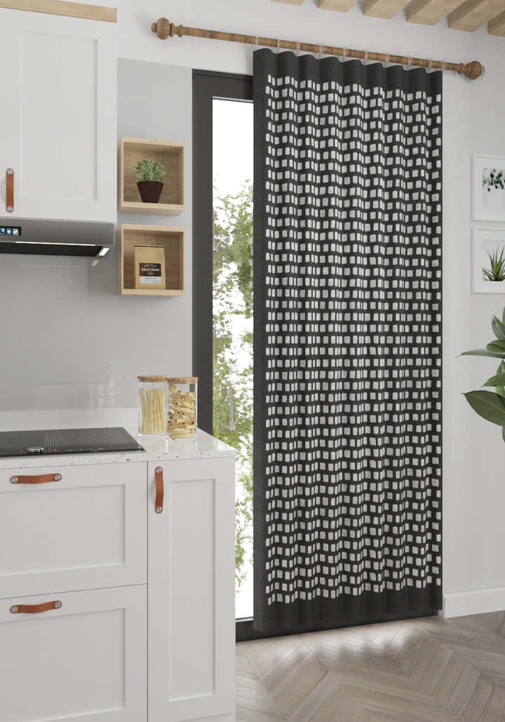 Thalia Geometric Charcoal Curtain