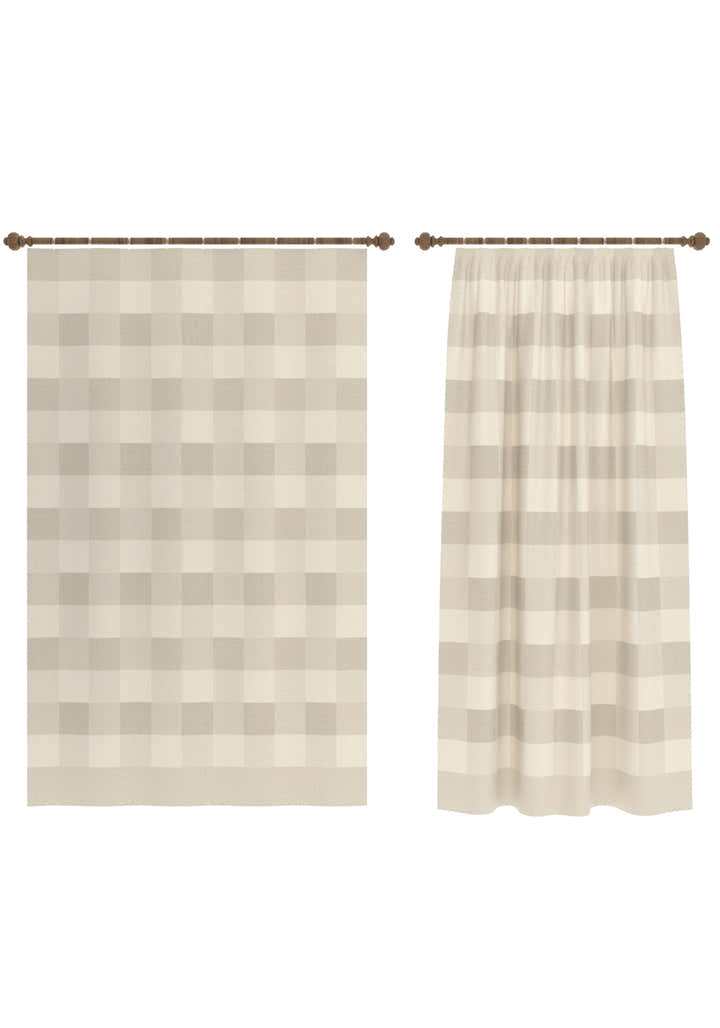 Liam Beige Gingham Curtain