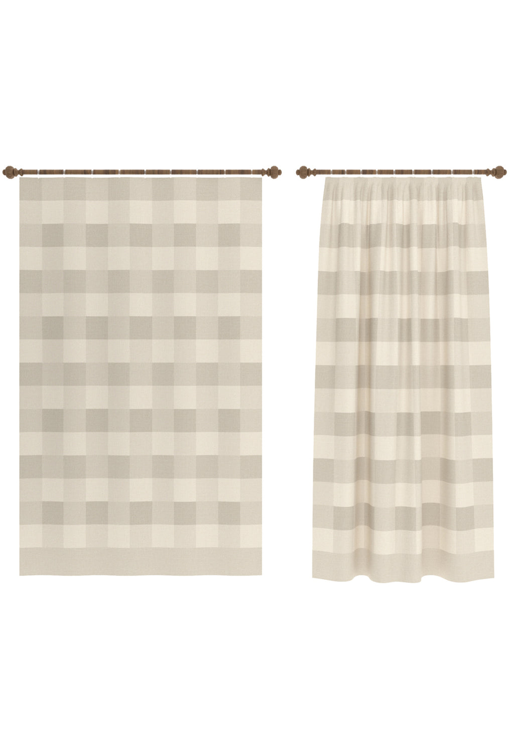 Liam Beige Gingham Curtain