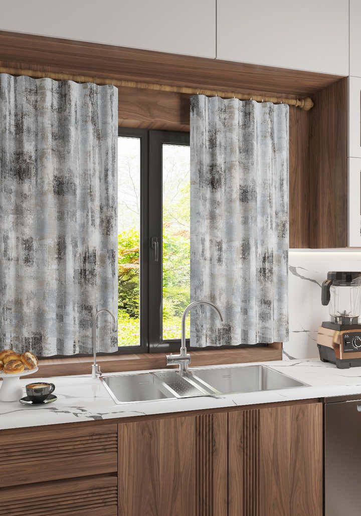 Brianna Abstract Grey Curtain