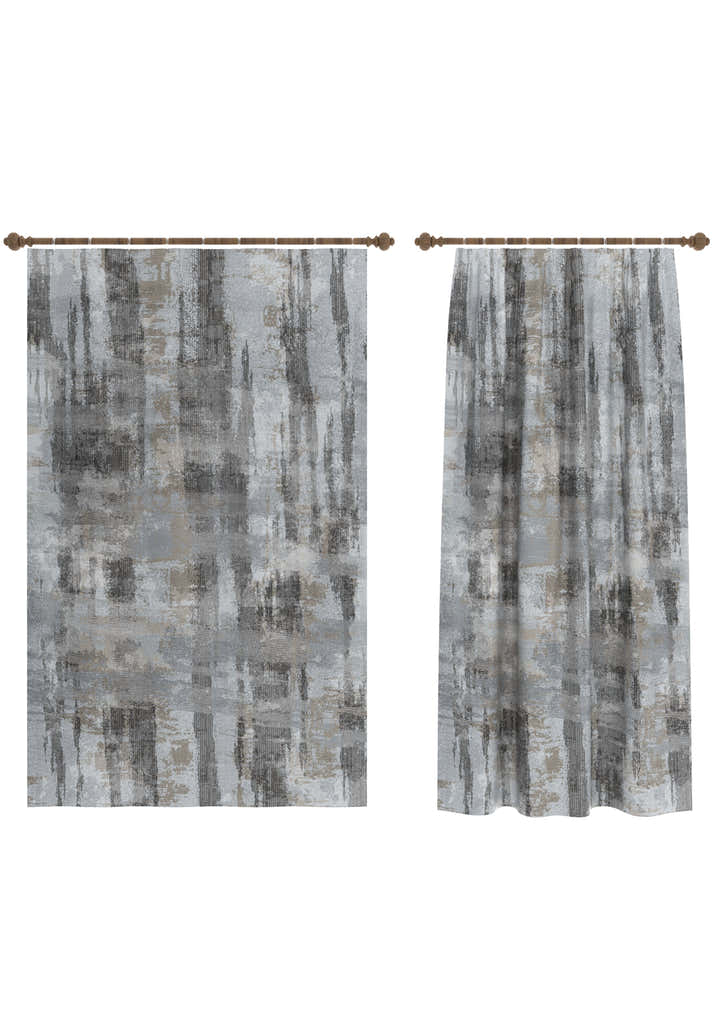 Brianna Abstract Grey Curtain
